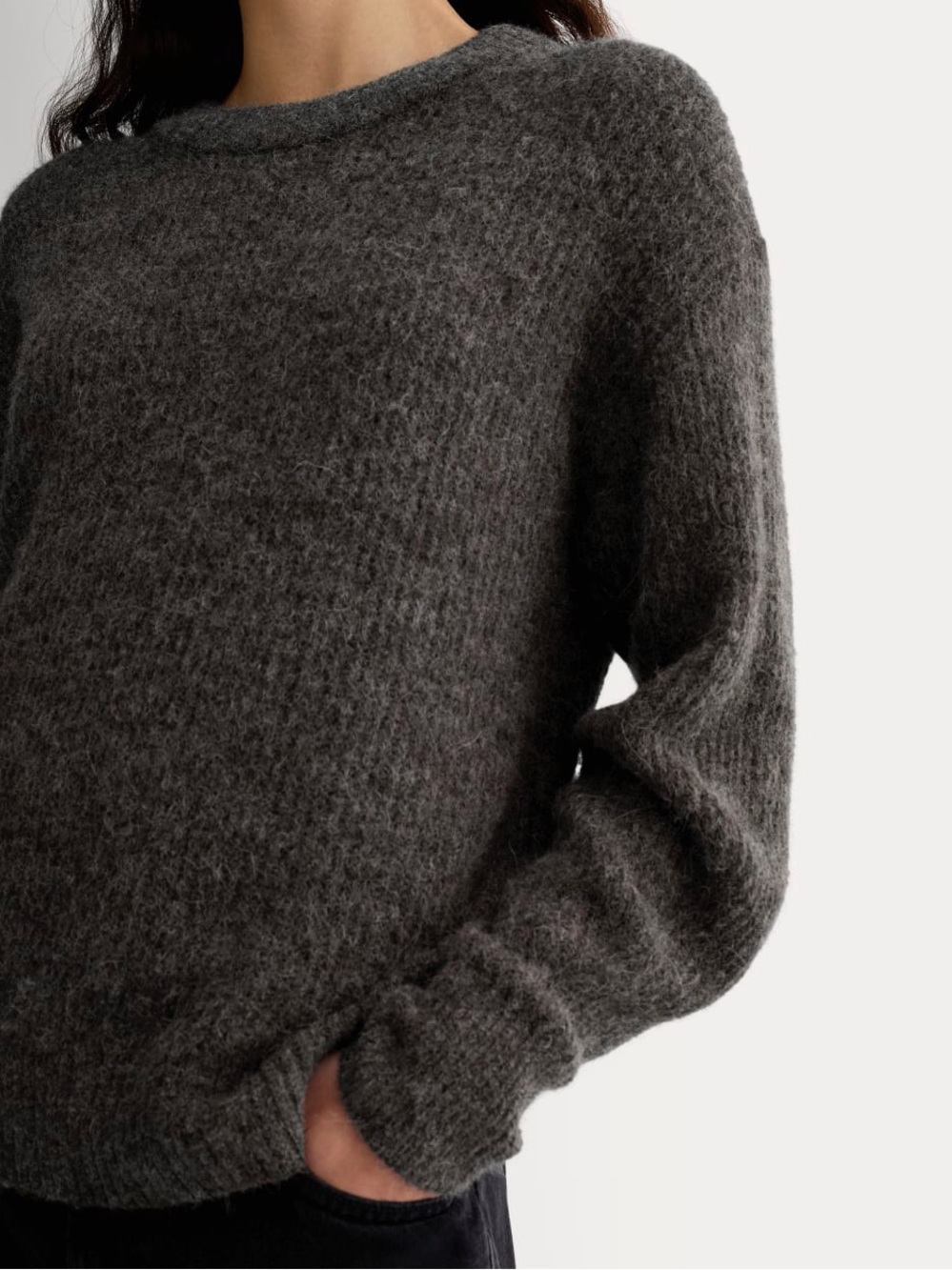 Everlane Alpaca Wool Charcoal Gray Cocoon Crewneck Sweater XS - Picture 7 of 8